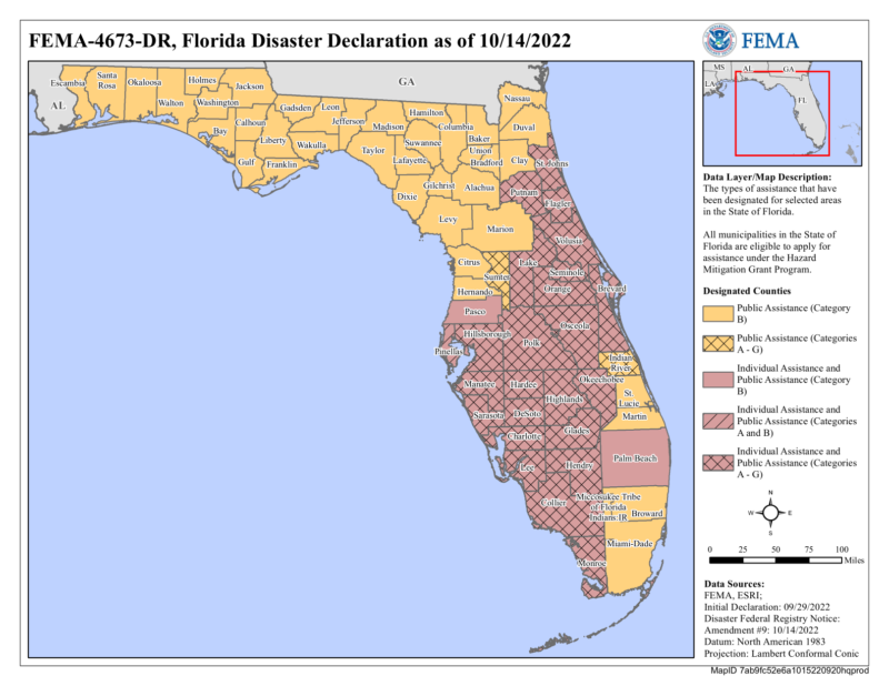 Presidentially Declared Major Disaster Area for 26 counties in Florida ...